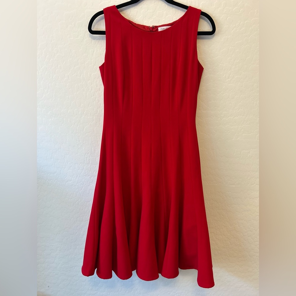 Calvin Klein Fit and Flare Red Dress, size 4